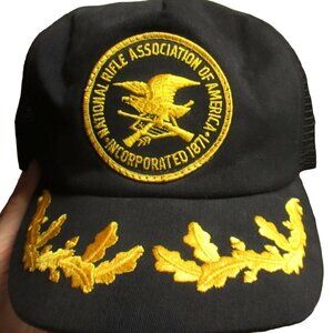 NRA Hat, Cap NEW BLACK MESH FLAG EMBROIDERED PATCH MADE IN USA 80s 90s